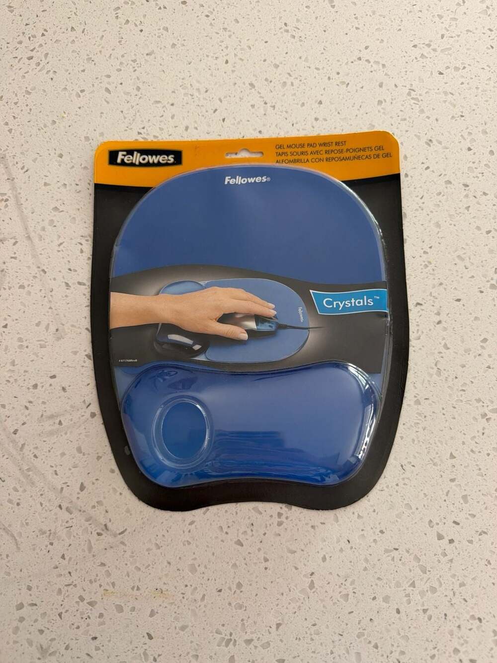 Fellowes Crystals Gel Mouse Pad with Wrist Rest, Blue (91141)
